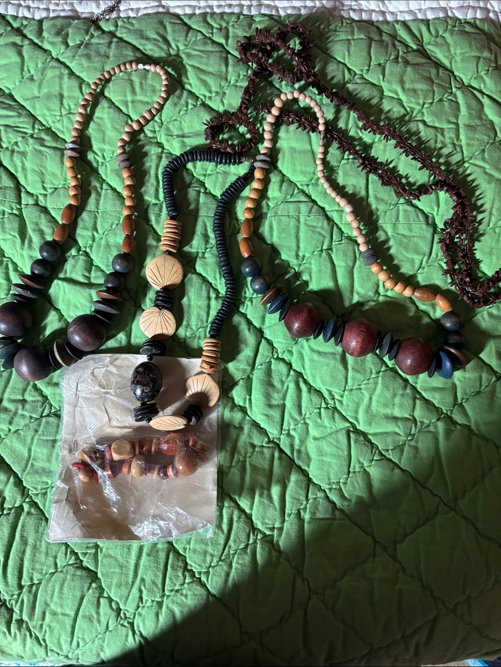 Handcrafted Wooden Bead Necklace Bracelet Set